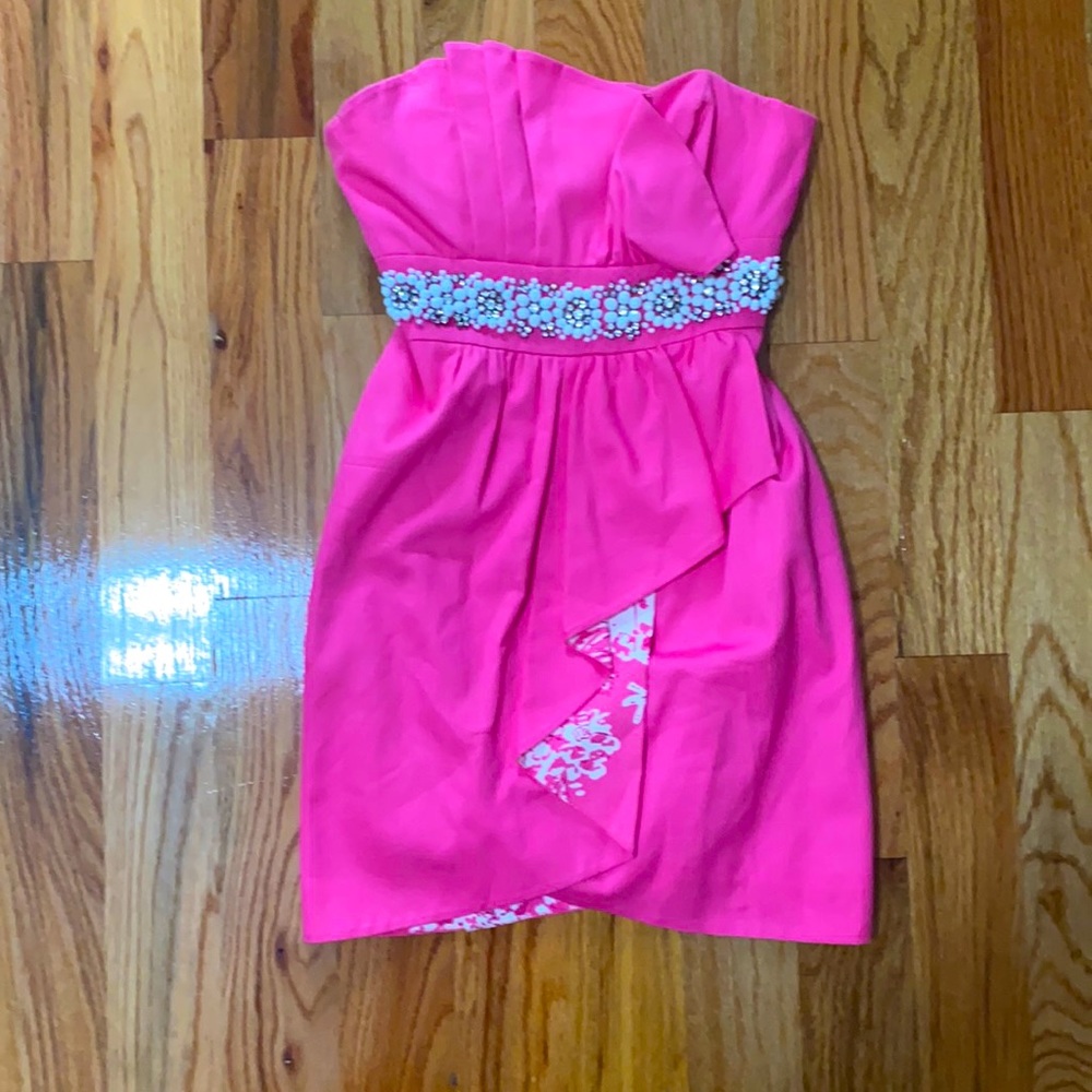 Hot pink strapless Lily Pulitzer dress size 0.